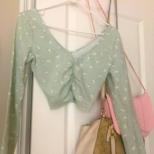Sage Long Sleeve Crop Top